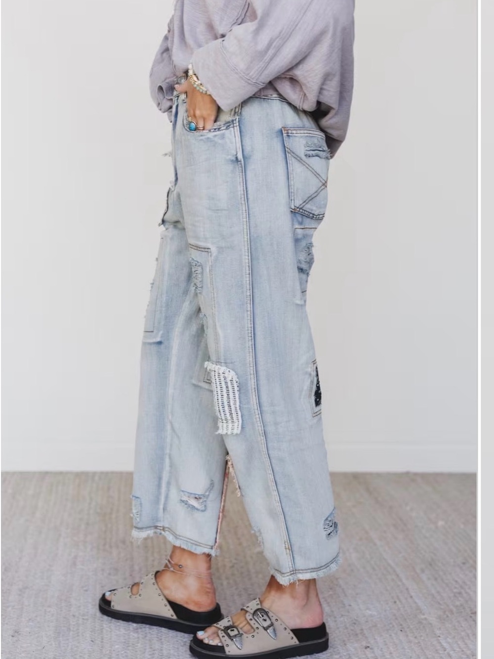 POL Offshore Patchwork Detail Pants Size Large - Picture 2 of 16